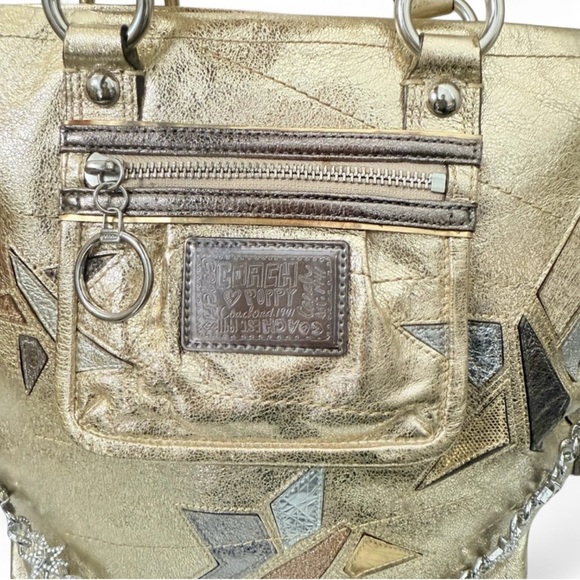 Coach Gold Metallic Leather Poppy Shoulder Bag - No Long Strap - Picture 2 of 9